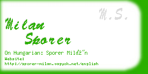 milan sporer business card